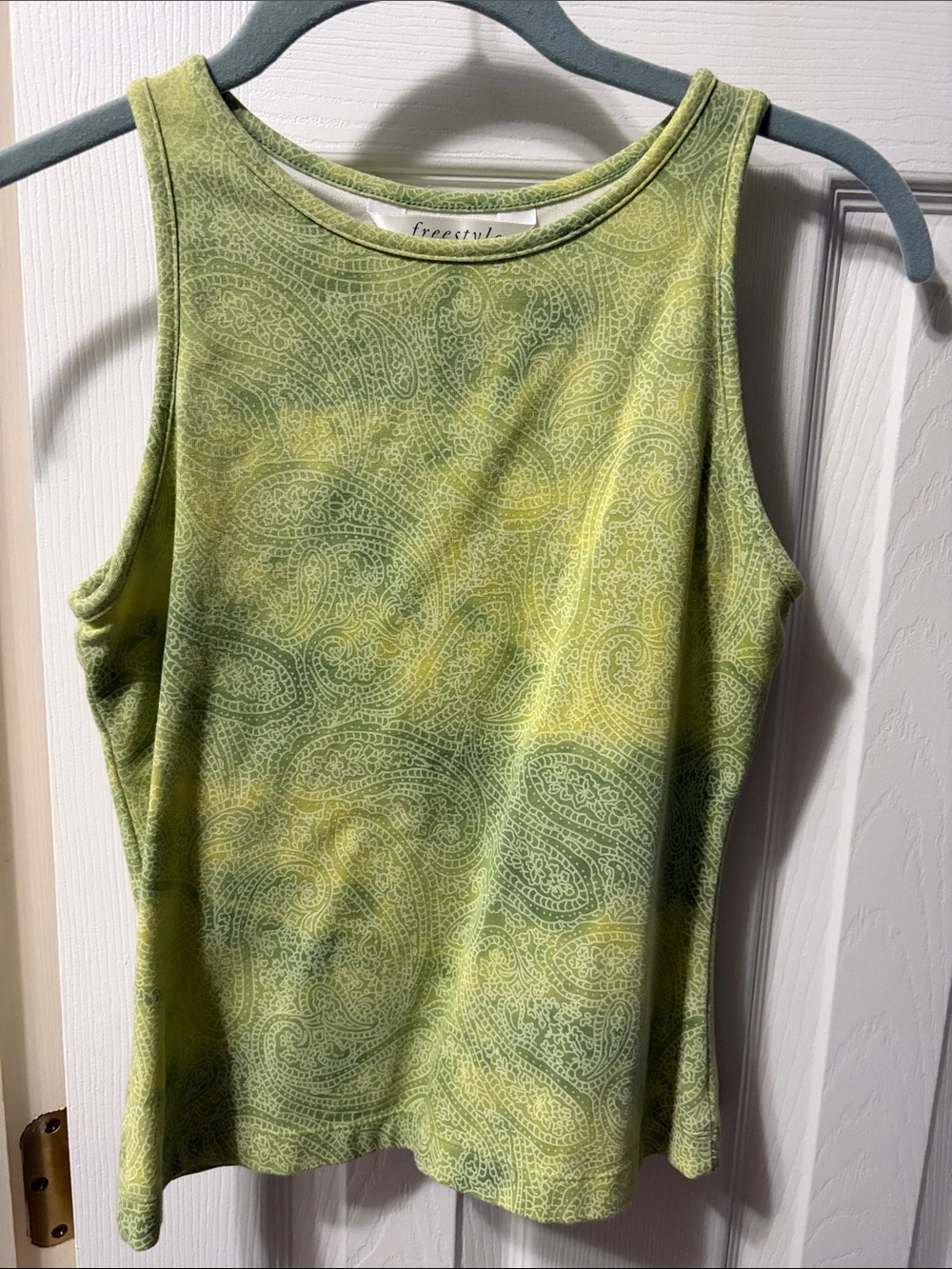 Freestyle Athletic Lime Green Paisley Print Tank Top S